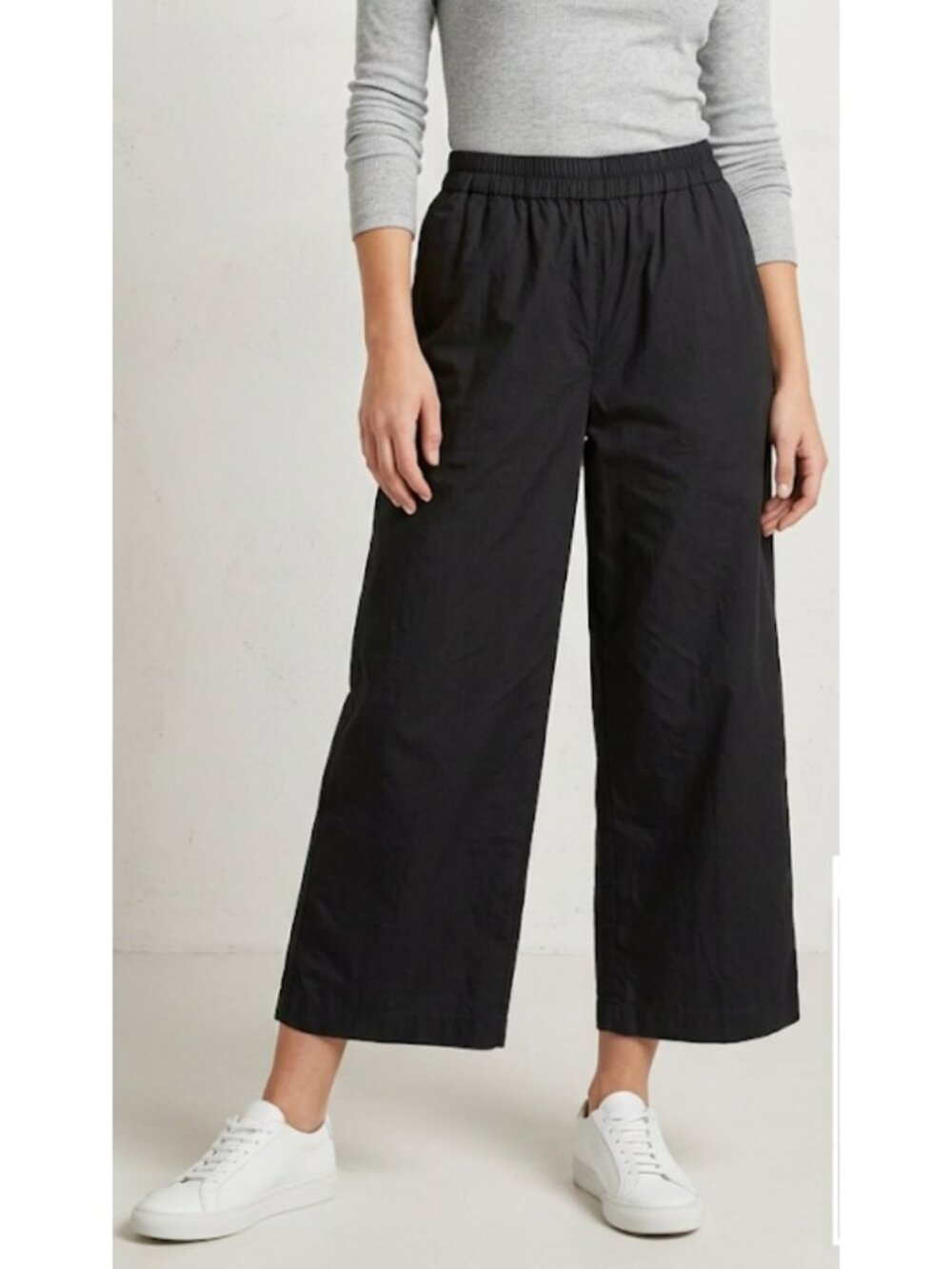 Nordstorm Black Cotton Wide Leg Hi Rise Pull On Pants Casual Womens Size L NWT